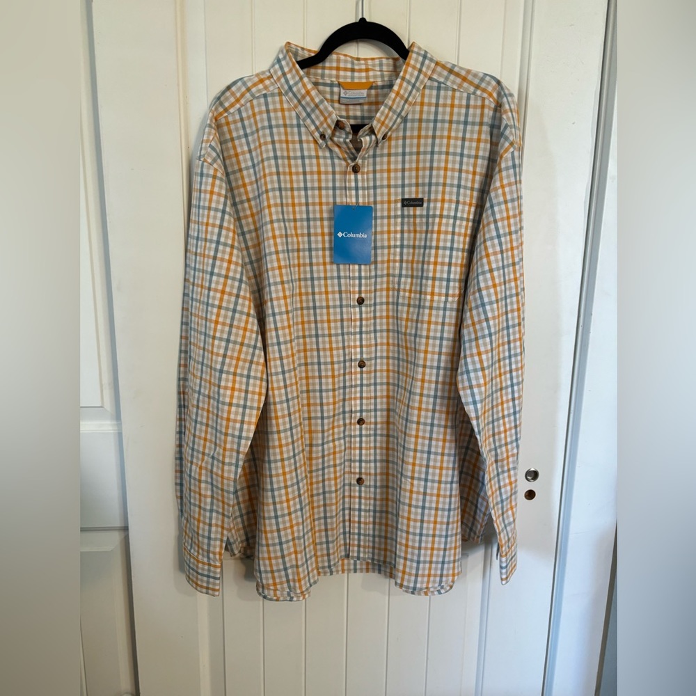 NWT Columbia Men’s plaid Spring long sleeve button-up Size XXL